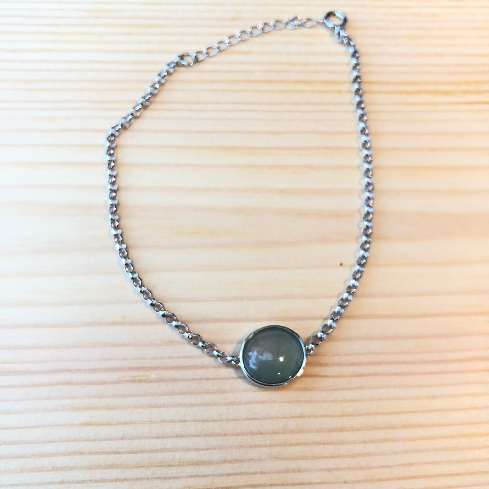 Jade & 18 K white gold bracelet